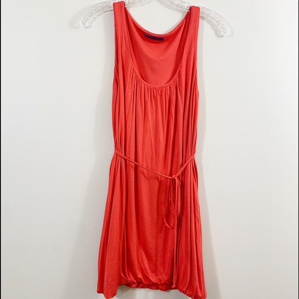 Anthro Velvet Red Sleeveless Tunic Tie Waist Dress